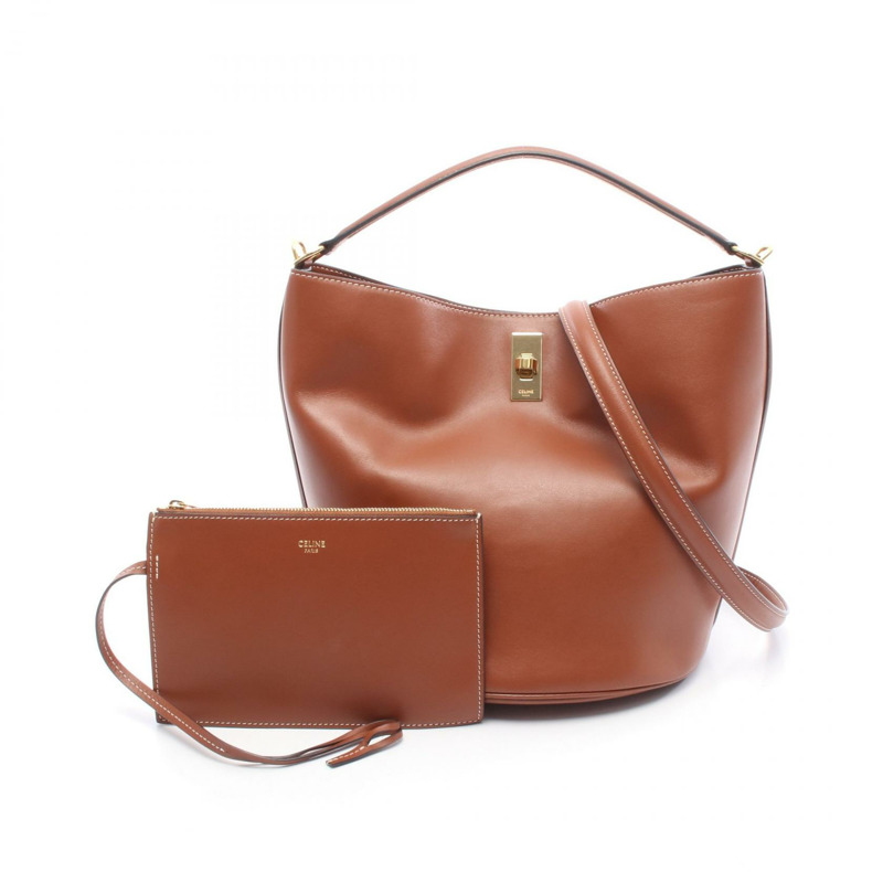 CELINE Teen Bucket 16 號肩背包 皮革 棕色 二手 女士-0