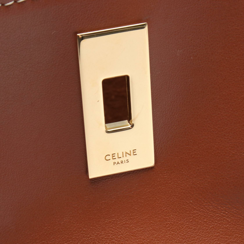 CELINE Teen Bucket 16 號肩背包 皮革 棕色 二手 女士-7