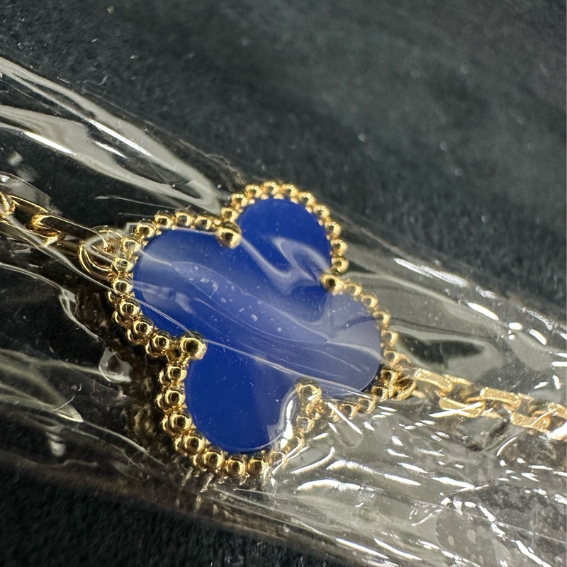 VCA梵克雅寶Alhambra四葉幸運系列18K黃金藍瑪瑙四葉草五花手鍊25年7月全新 全套有購證-4