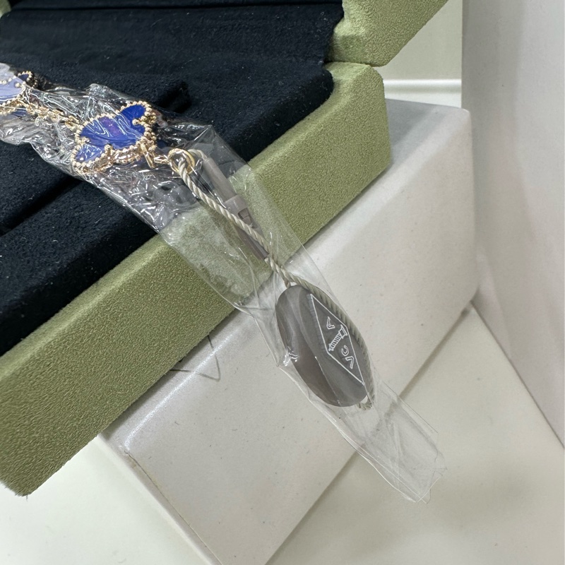 VCA梵克雅寶Alhambra四葉幸運系列18K黃金藍瑪瑙四葉草五花手鍊25年7月全新 全套有購證-5