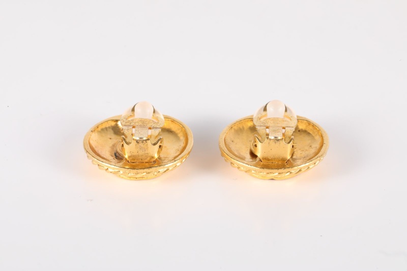 CHANEL(香奈兒)  合金 中古 金色雙C 麥穗耳夾-3