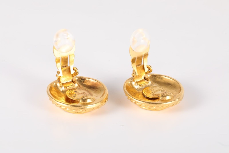CHANEL(香奈兒)  合金 中古 金色雙C 麥穗耳夾-4