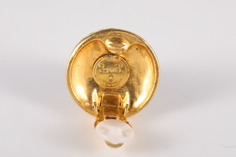 CHANEL(香奈兒)  合金 中古 金色雙C 麥穗耳夾-5