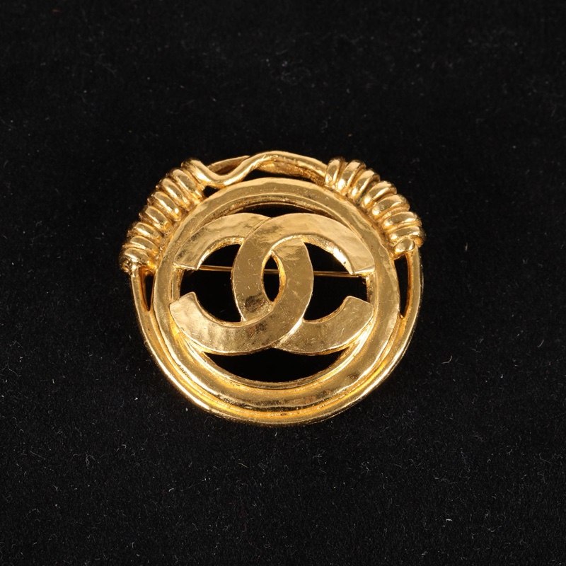 CHANEL(香奈兒)  合金 中古 雙C 大LOGO 胸針-0