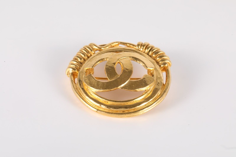 CHANEL(香奈兒)  合金 中古 雙C 大LOGO 胸針-1