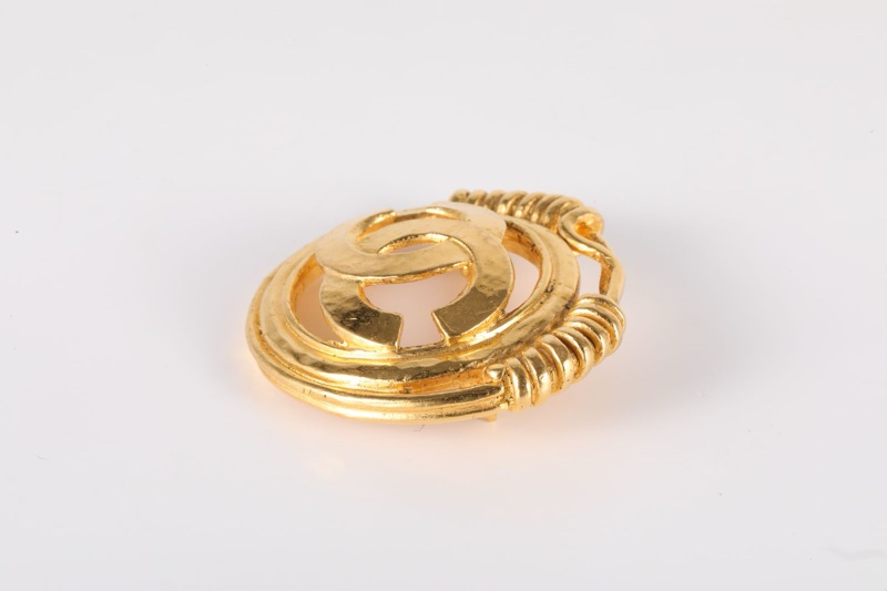 CHANEL(香奈兒)  合金 中古 雙C 大LOGO 胸針-2