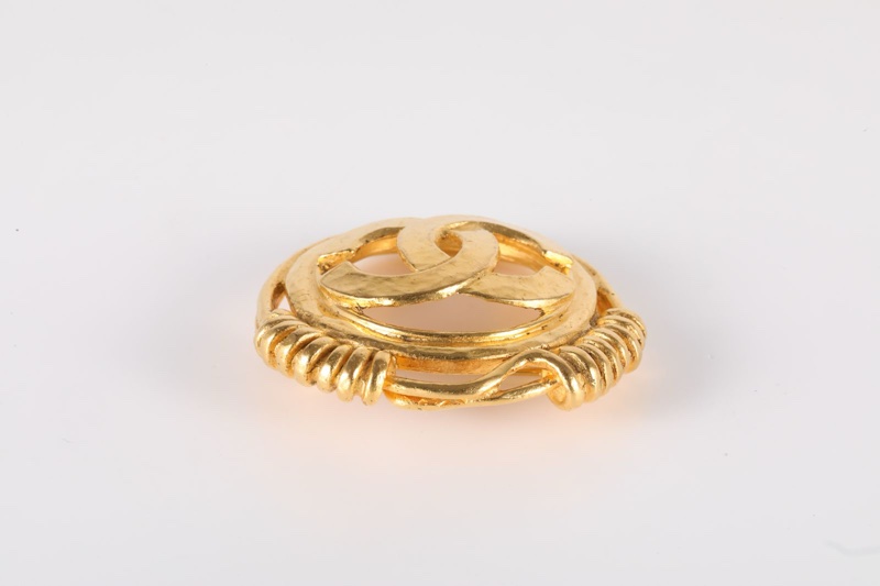 CHANEL(香奈兒)  合金 中古 雙C 大LOGO 胸針-3