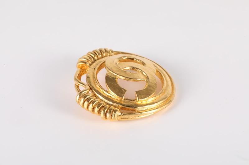CHANEL(香奈兒)  合金 中古 雙C 大LOGO 胸針-4