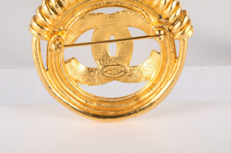 CHANEL(香奈兒)  合金 中古 雙C 大LOGO 胸針-6