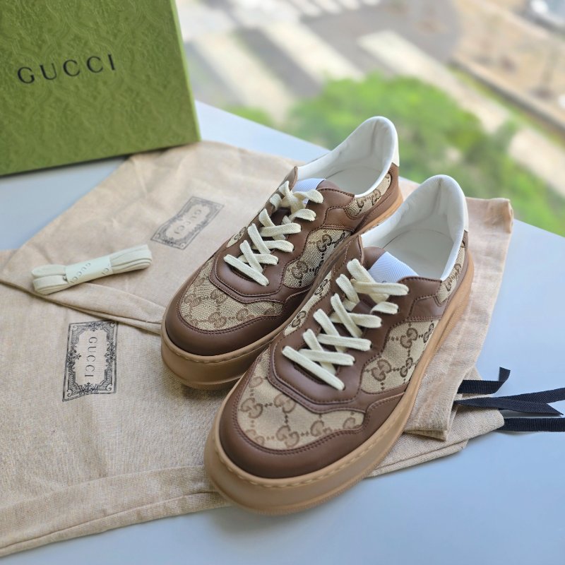【近新♥️未使用品】GUCCI 古馳 經典花紋 GG LOGO 餅乾色🍪 運動 復古 休閒鞋 IT39.5, JP26.5 cm-0