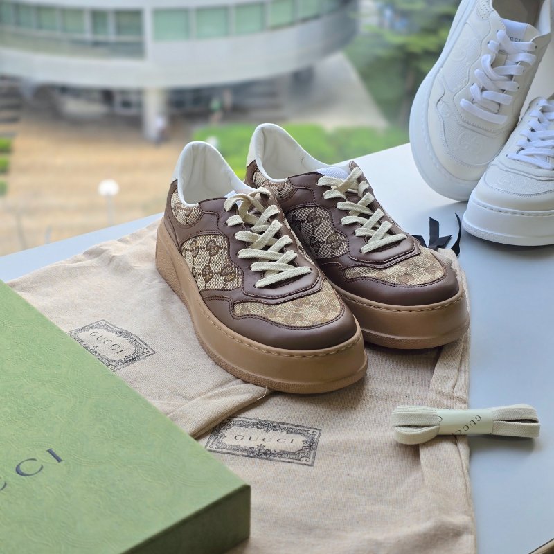 【近新♥️未使用品】GUCCI 古馳 經典花紋 GG LOGO 餅乾色🍪 運動 復古 休閒鞋 IT39.5, JP26.5 cm-1
