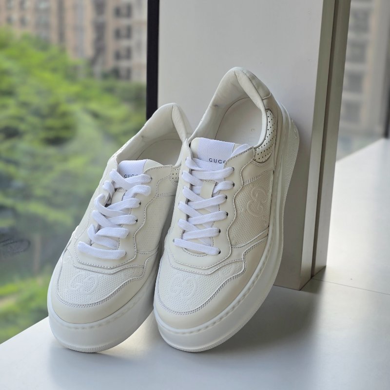 【近新♥️未使用】GUCCI 古馳 經典花紋 GG 白色 復古 運動 休閒鞋｜IT39 JP 26.5cm-1