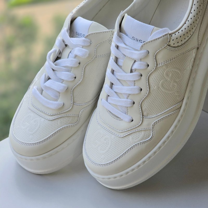 【近新♥️未使用】GUCCI 古馳 經典花紋 GG 白色 復古 運動 休閒鞋｜IT39 JP 26.5cm-4