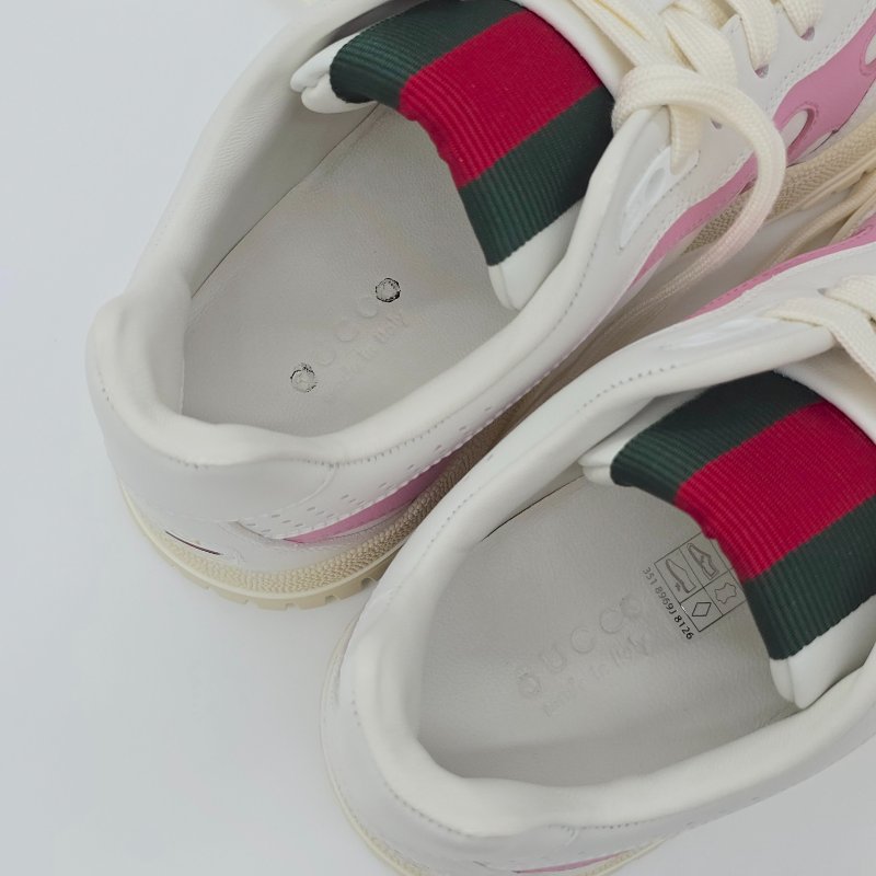 【近新♥️未使用】GUCCI 古馳 🍓草莓牛奶 皮革 運動 復古 休閒鞋 ｜ IT36 JP23cm｜-6