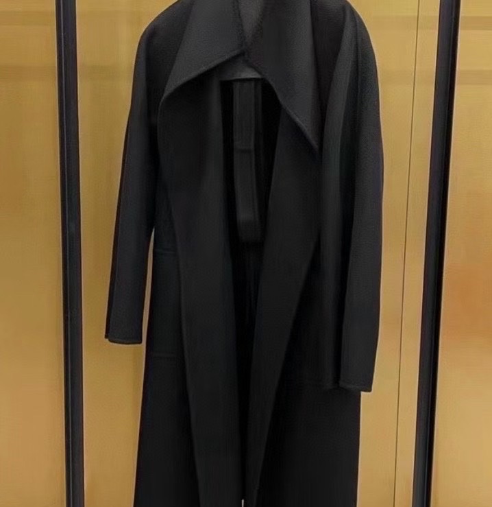 促銷品 Max Mara -Lilia 100%羊絨 水波紋大衣 黑色-0