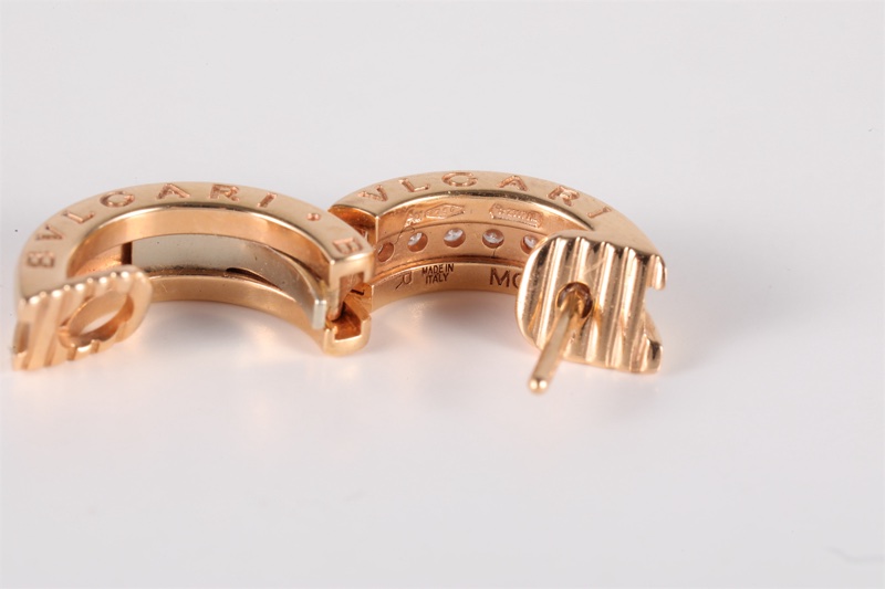 BVLGARI(寶格麗)  18K玫瑰金 鑽石 玫瑰金 B.ZERO1 鑲鑽 彈簧耳釘 18K-5