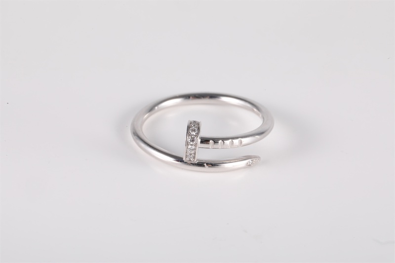 CARTIER(卡地亞) JUSTE UN CLOU 釘子 頭尾鑽 窄版 18K白金/鑽石 53 白金 18K-5