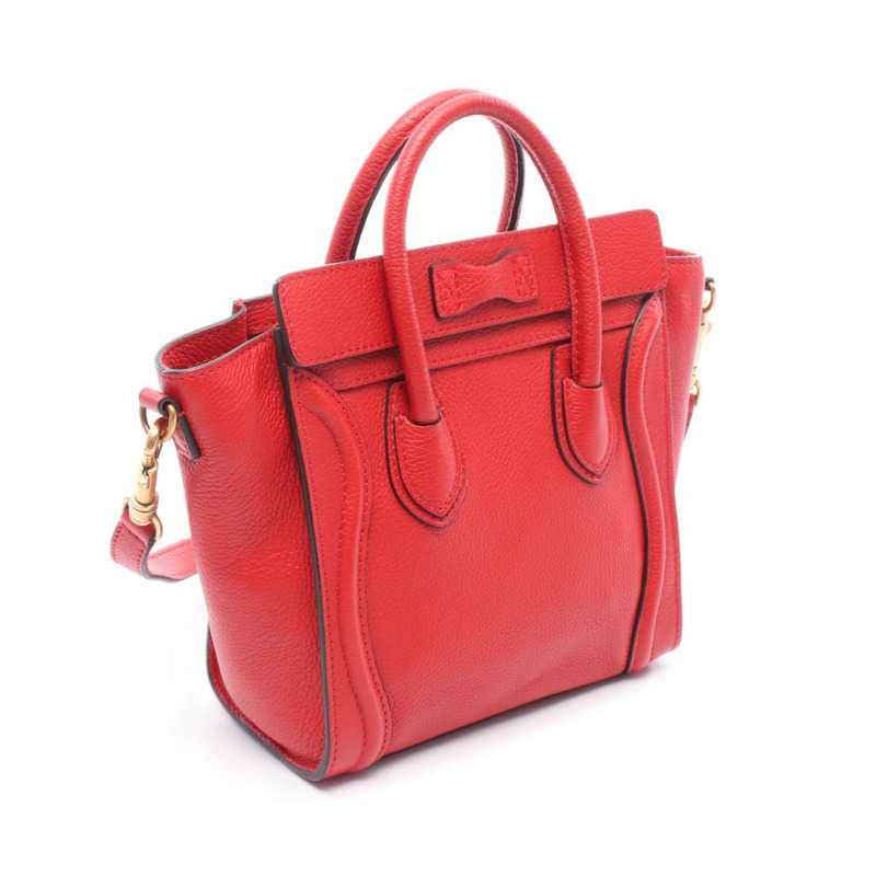 CELINE Luggage Nano Shopper 單肩包 手提包 168243 皮革 紅色 二手 女款-1