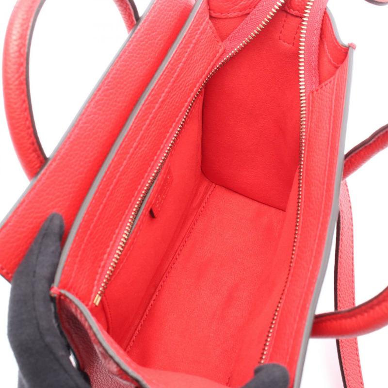 CELINE Luggage Nano Shopper 單肩包 手提包 168243 皮革 紅色 二手 女款-2