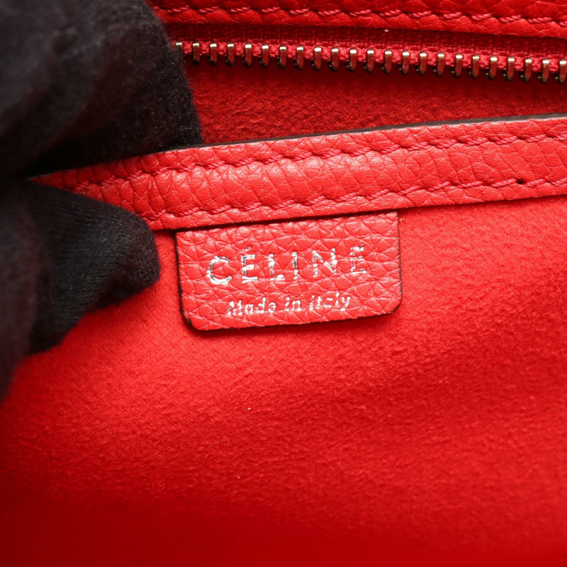 CELINE Luggage Nano Shopper 單肩包 手提包 168243 皮革 紅色 二手 女款-3