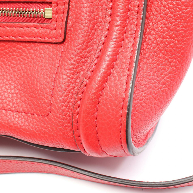 CELINE Luggage Nano Shopper 單肩包 手提包 168243 皮革 紅色 二手 女款-7