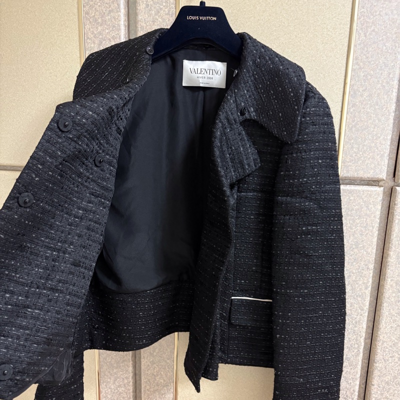 32)全新Valentino正品黑色小香風外套 S-L適穿-2