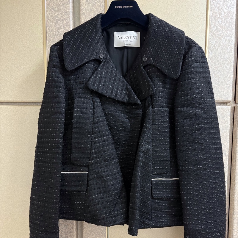 32)全新Valentino正品黑色小香風外套 S-L適穿-7