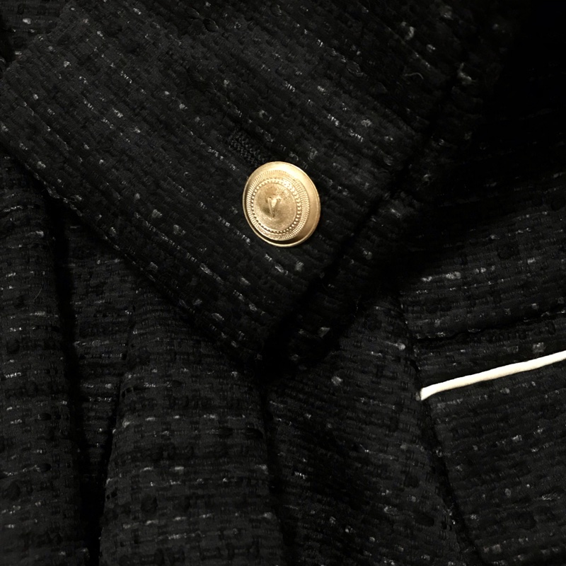 32)全新Valentino正品黑色小香風外套 S-L適穿-9