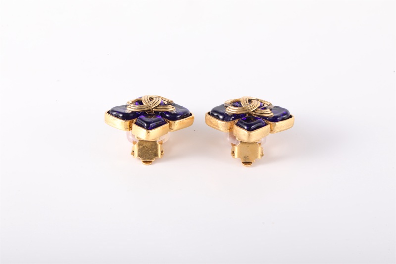 CHANEL(香奈兒) 合金 94A 中古 雙C logo 琉璃耳夾-2