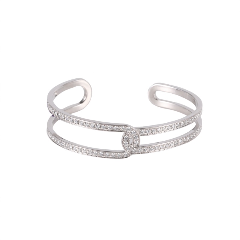 PIAGET(伯爵) 18K白金 鑽石 白金 伯爵滿鑽 雙環手鐲 18K-4
