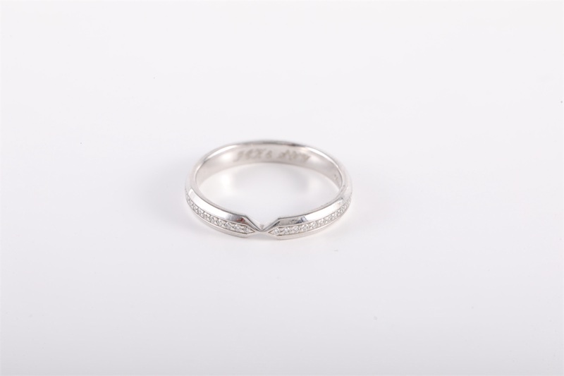 TIFFANY&CO(蒂芙尼) 鑽石 pt950 Harmony 珠鏈式 單排鑽 戒指 51-3