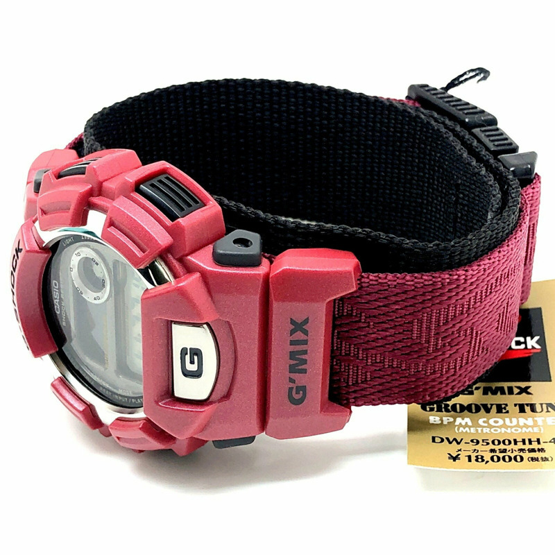 G-SHOCK CASIO DW-9500HH-4T G'MIX GROOVE TUNE TEAM SOUL 腕錶(附節拍器)紅色,1998 年 11 月發售,三國丘店,ITC00LR3XF2D-4