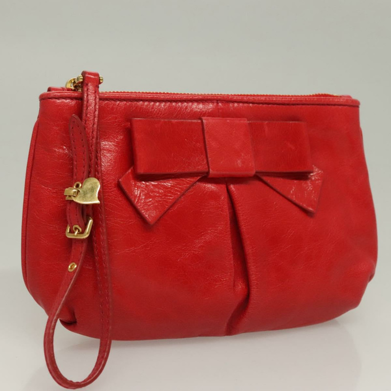 【日本直送】Miu Miu 配件包 皮革 紅色 金色 正品 ac3852-0