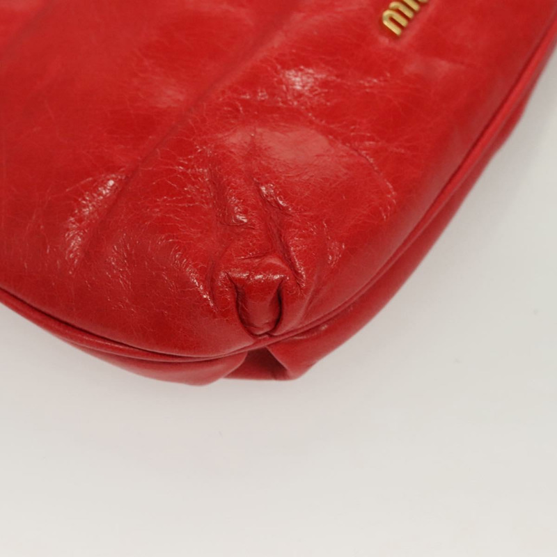 【日本直送】Miu Miu 配件包 皮革 紅色 金色 正品 ac3852-14