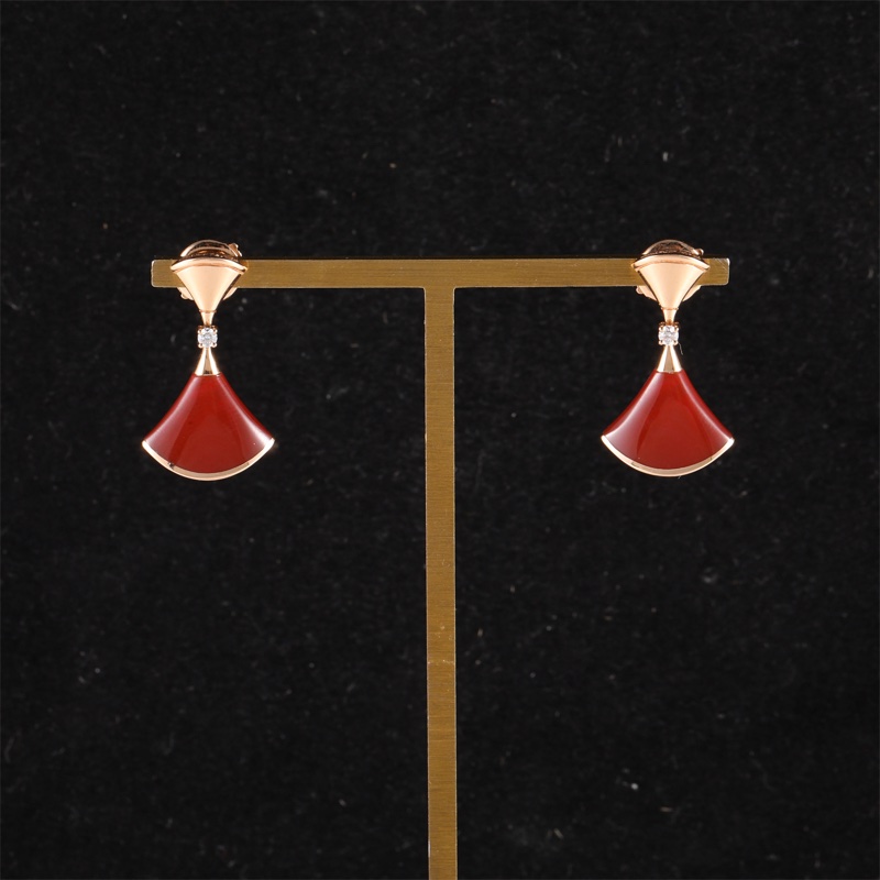 BVLGARI(寶格麗) DIVAS’DREAM 18k 鑲鑽 紅玉髓 扇子耳環 18K玫瑰金/鑽石/紅玉髓 玫瑰金-0