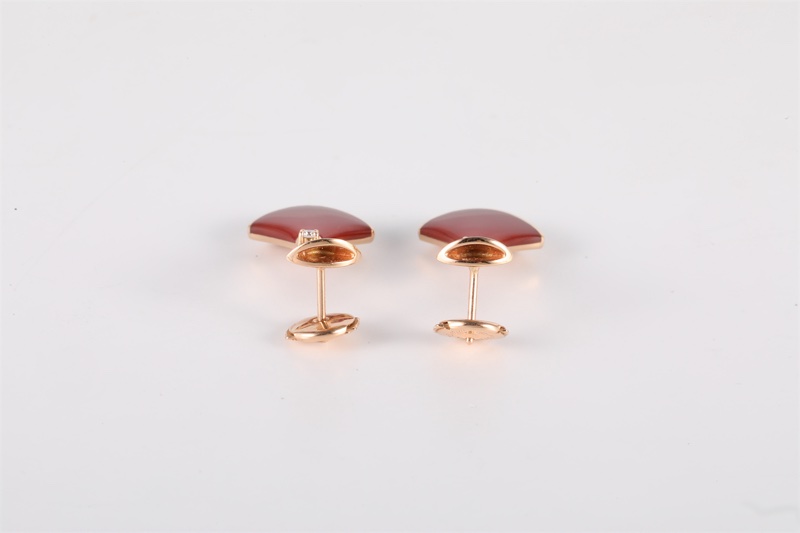 BVLGARI(寶格麗) DIVAS’DREAM 18k 鑲鑽 紅玉髓 扇子耳環 18K玫瑰金/鑽石/紅玉髓 玫瑰金-2