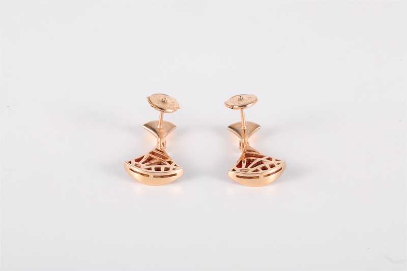 BVLGARI(寶格麗) DIVAS’DREAM 18k 鑲鑽 紅玉髓 扇子耳環 18K玫瑰金/鑽石/紅玉髓 玫瑰金-3