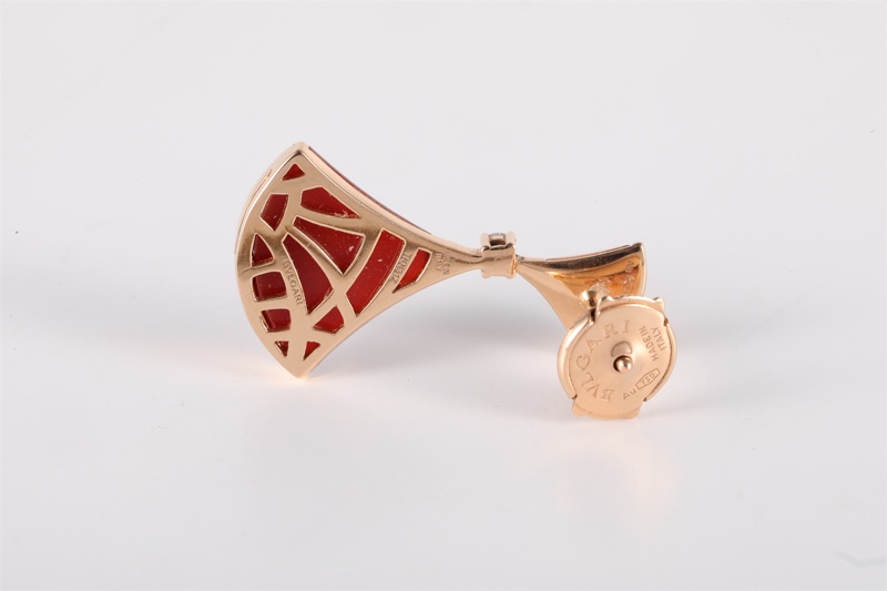 BVLGARI(寶格麗) DIVAS’DREAM 18k 鑲鑽 紅玉髓 扇子耳環 18K玫瑰金/鑽石/紅玉髓 玫瑰金-5