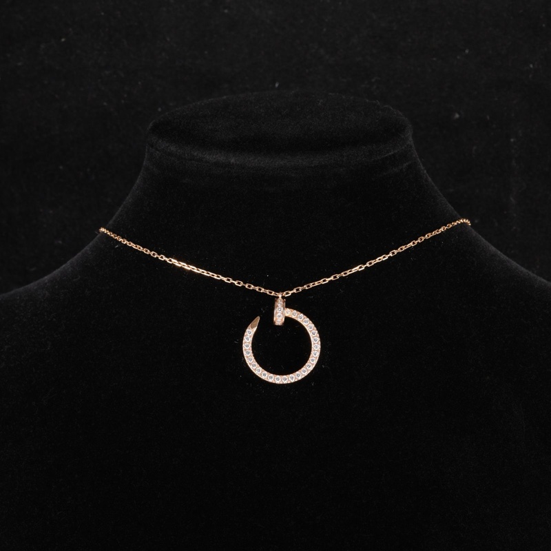 CARTIER(卡地亞) JUSTE UN CLOU 18K金釘子滿鑽 鏈墜 18K玫瑰金/鑽石 項鏈 玫瑰金-0