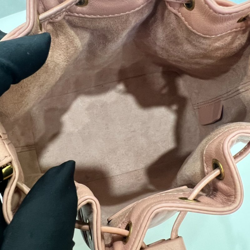 DIOR 粉藤格紋金鍊水桶包-5