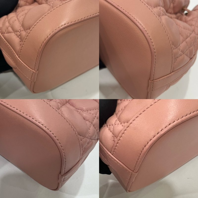 DIOR 粉藤格紋金鍊水桶包-10