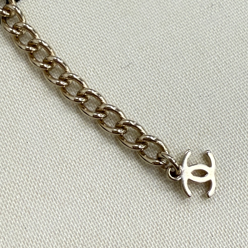 Chanel 香奈兒14花頸鏈淡金色-9