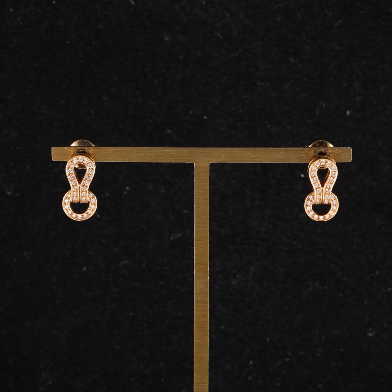 CARTIER(卡地亞) 18K玫瑰金 鑽石 玫瑰金 AGRAFE系列 滿鑽 耳環耳釘 18K-0
