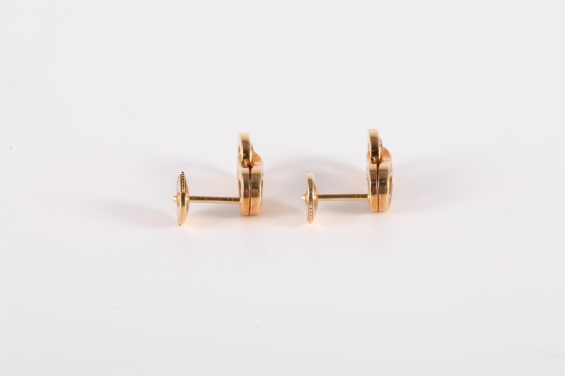 CARTIER(卡地亞) 18K玫瑰金 鑽石 玫瑰金 AGRAFE系列 滿鑽 耳環耳釘 18K-2