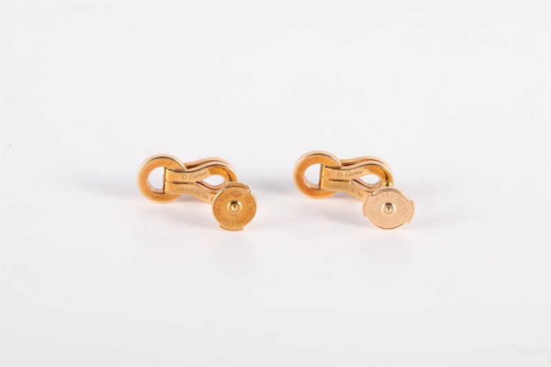 CARTIER(卡地亞) 18K玫瑰金 鑽石 玫瑰金 AGRAFE系列 滿鑽 耳環耳釘 18K-3