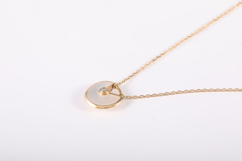 CARTIER(卡地亞) AMULETTE 護s符 白母貝 項鏈 超小號 18K黃金/鑽石/白貝母 項鏈 黃金-1