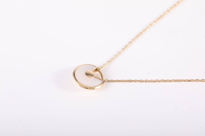 CARTIER(卡地亞) AMULETTE 護s符 白母貝 項鏈 超小號 18K黃金/鑽石/白貝母 項鏈 黃金-2