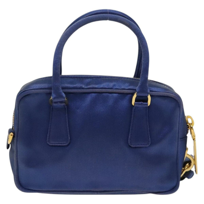 【日本直送】PRADA 手提包 緞面 2 向 藍色 金色 正品 130351-1