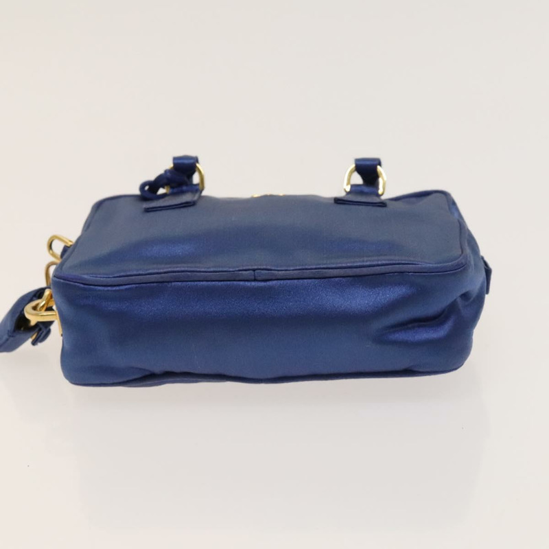 【日本直送】PRADA 手提包 緞面 2 向 藍色 金色 正品 130351-4