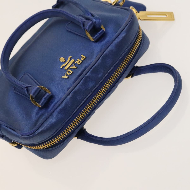 【日本直送】PRADA 手提包 緞面 2 向 藍色 金色 正品 130351-5
